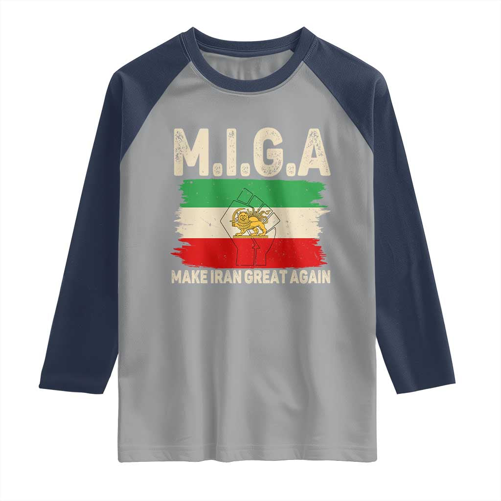 Make Iran Great Again Raglan Shirt Iran 2026 Resistance TS12 Sport Gray Navy Print Your Wear