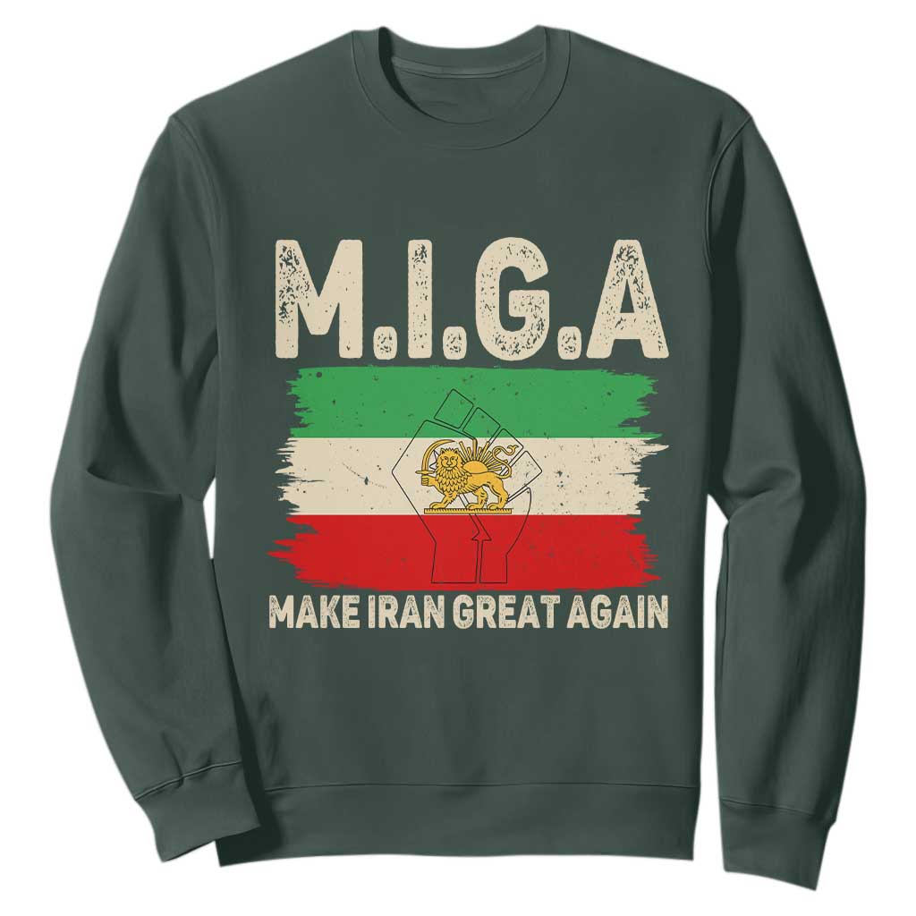 Make Iran Great Again Sweatshirt Iran 2026 Resistance TS12 Dark Forest Green Print Your Wear