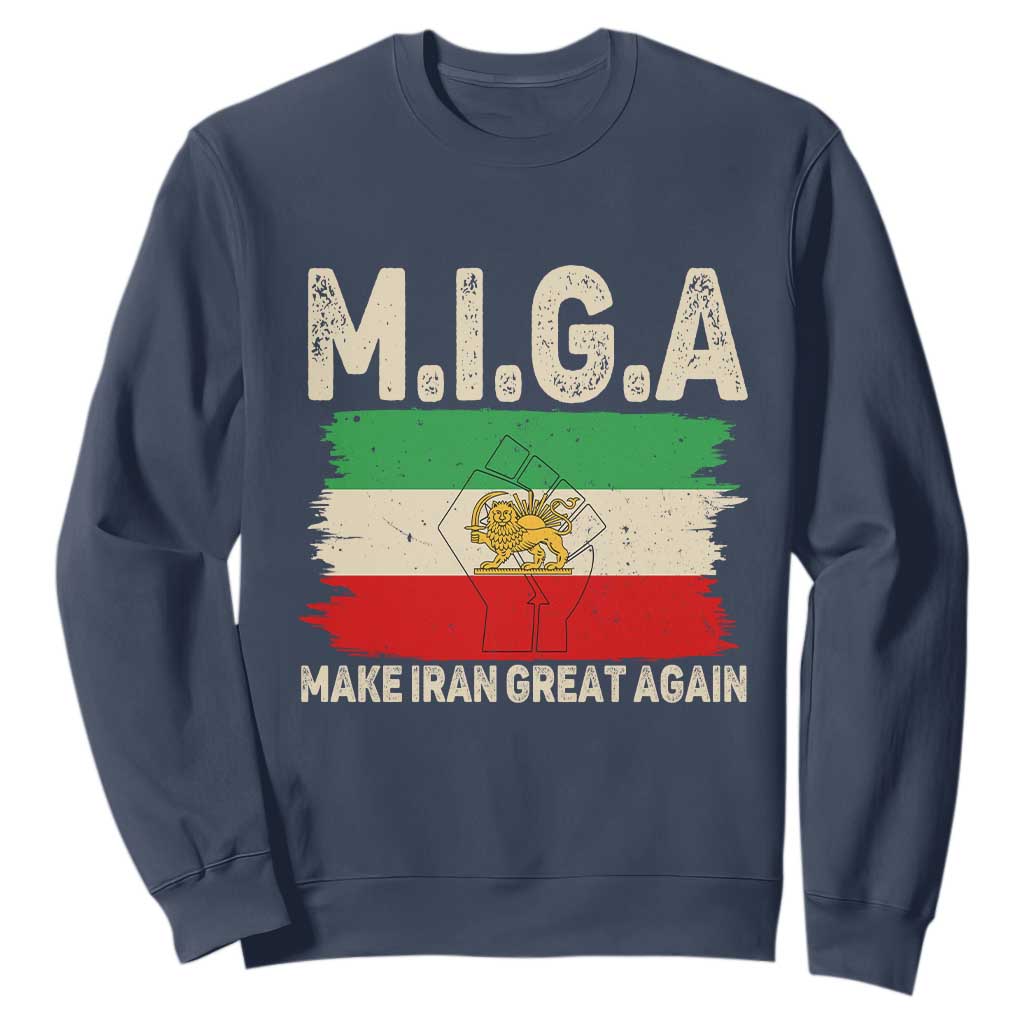 Make Iran Great Again Sweatshirt Iran 2026 Resistance TS12 Navy Print Your Wear