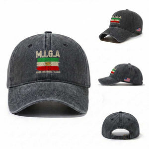 Make Iran Great Again Washed Cotton Baseball Cap Iran 2026 Resistance TS12 Washed Cap Universal Fit Dark Gray Print Your Wear