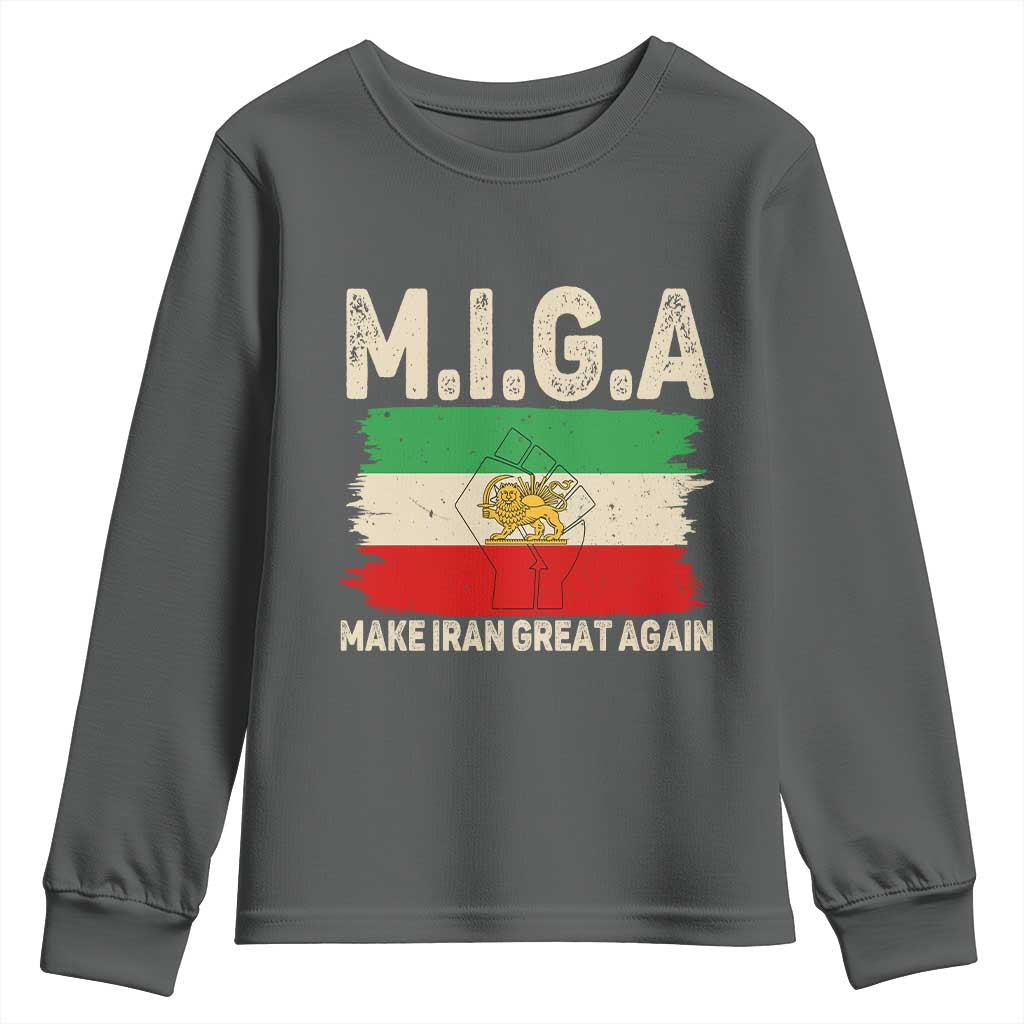 Make Iran Great Again Youth Sweatshirt Iran 2026 Resistance TS12 Dark Heather Print Your Wear