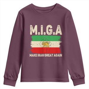 Make Iran Great Again Youth Sweatshirt Iran 2026 Resistance TS12 Maroon Print Your Wear