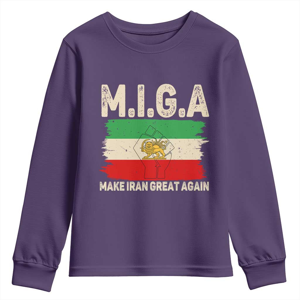 Make Iran Great Again Youth Sweatshirt Iran 2026 Resistance TS12 Purple Print Your Wear