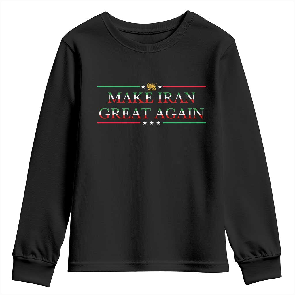 Make Iran Great Again Youth Sweatshirt Patriotic Iranian Gift TS12 Black Print Your Wear