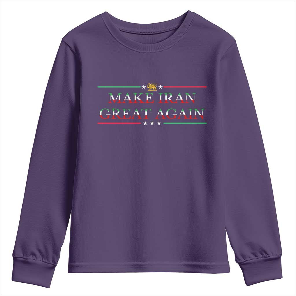 Make Iran Great Again Youth Sweatshirt Patriotic Iranian Gift TS12 Purple Print Your Wear