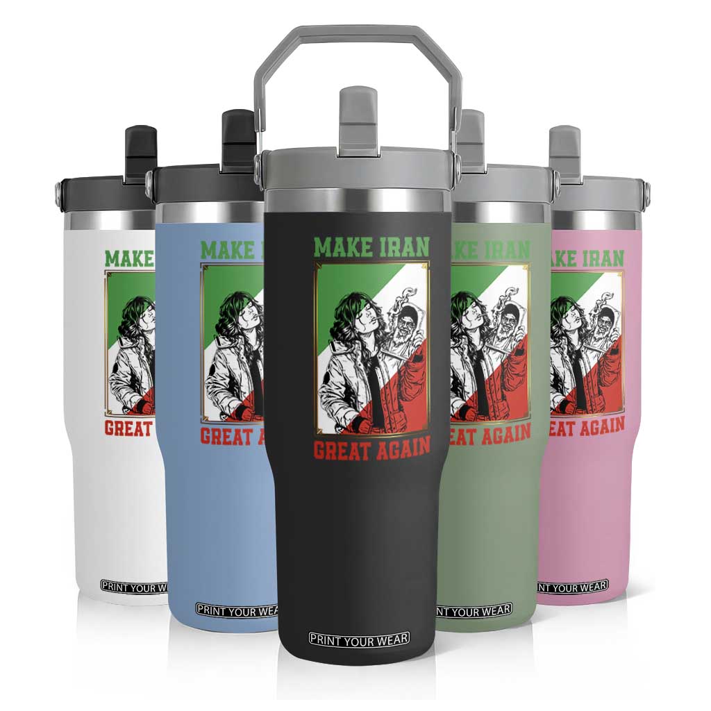 Make Iran Great Again Flip Straw Tumbler Patriotic Iranian Heritage Gift TS12 Print Your Wear