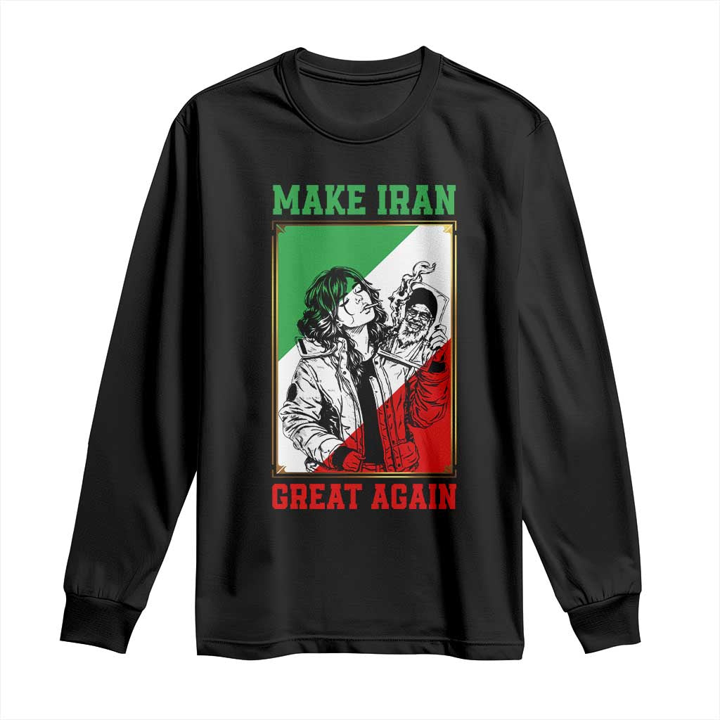 Make Iran Great Again Long Sleeve Shirt Patriotic Iranian Heritage Gift TS12 Black Print Your Wear