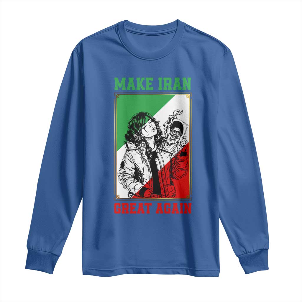 Make Iran Great Again Long Sleeve Shirt Patriotic Iranian Heritage Gift TS12 Royal Blue Print Your Wear
