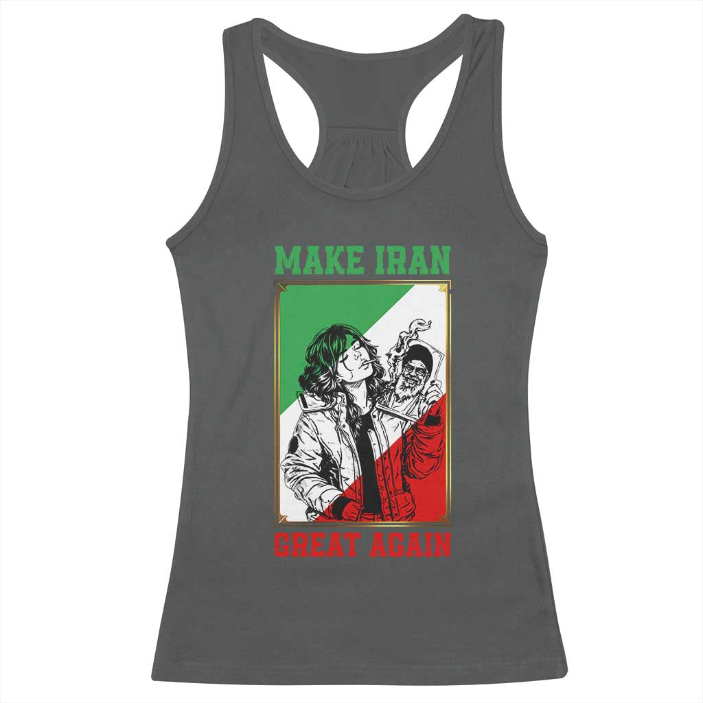 Make Iran Great Again Racerback Tank Top Patriotic Iranian Heritage Gift TS12 Dark Heather Print Your Wear