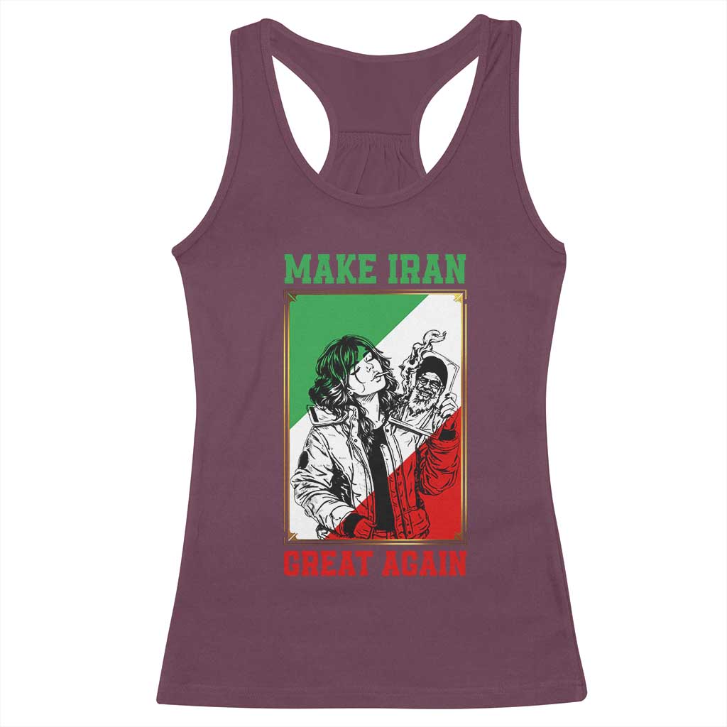 Make Iran Great Again Racerback Tank Top Patriotic Iranian Heritage Gift TS12 Maroon Print Your Wear