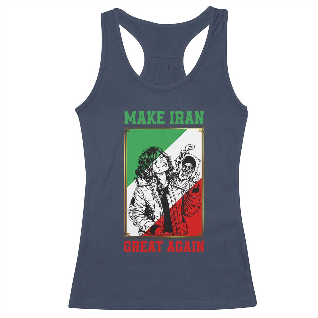 Make Iran Great Again Racerback Tank Top Patriotic Iranian Heritage Gift TS12 Navy Print Your Wear