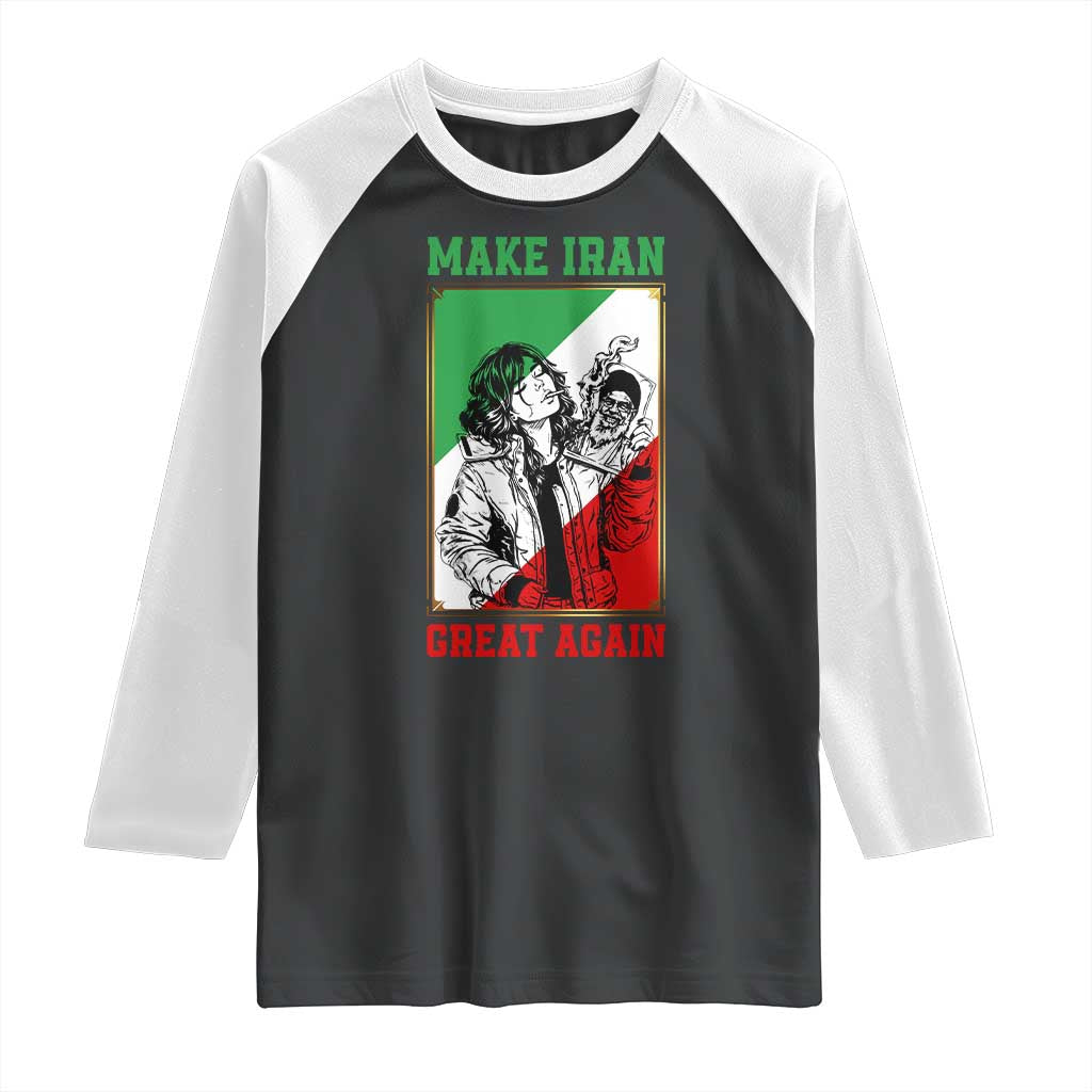 Make Iran Great Again Raglan Shirt Patriotic Iranian Heritage Gift TS12 Black White Print Your Wear