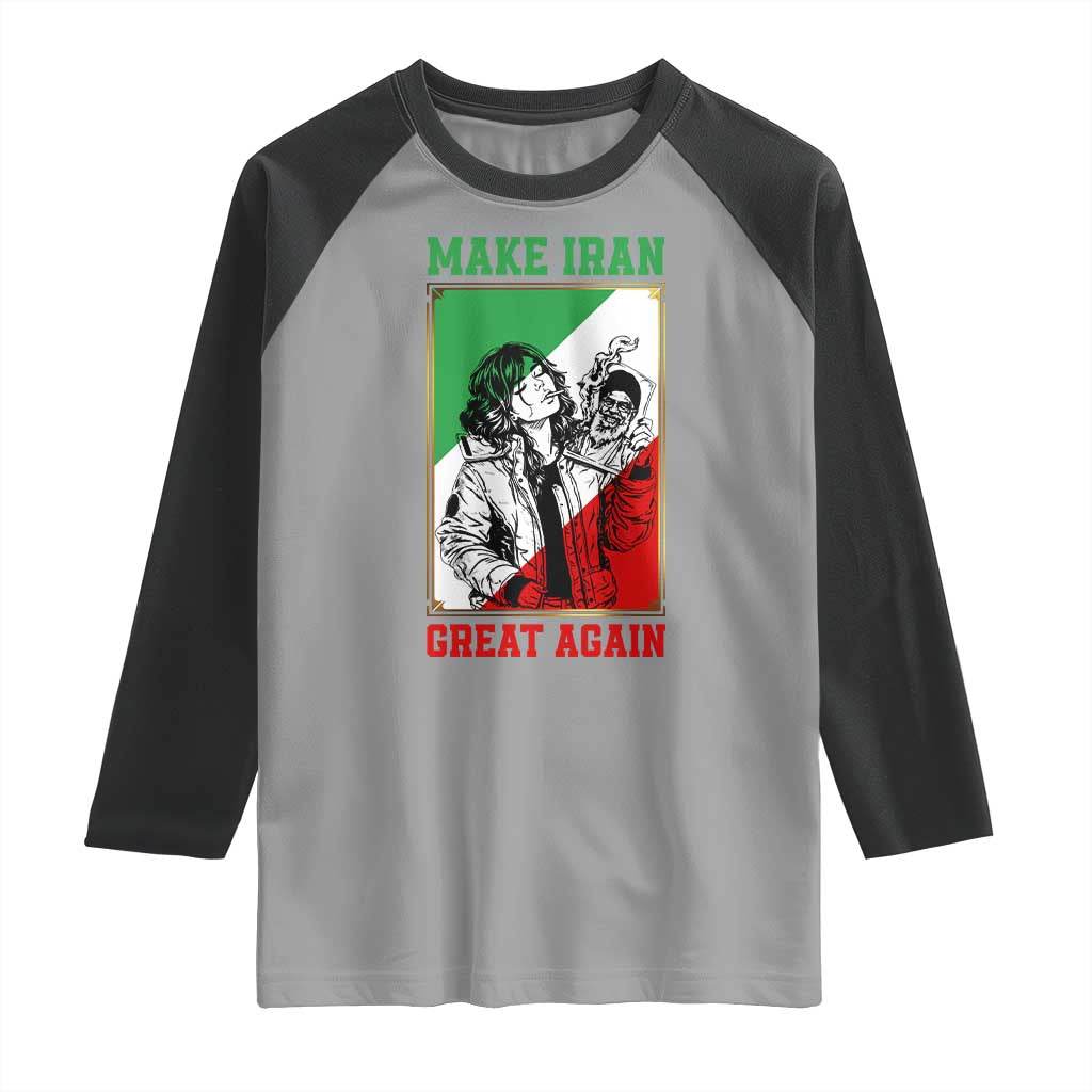 Make Iran Great Again Raglan Shirt Patriotic Iranian Heritage Gift TS12 Sport Gray Black Print Your Wear
