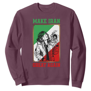 Make Iran Great Again Sweatshirt Patriotic Iranian Heritage Gift TS12 Maroon Print Your Wear