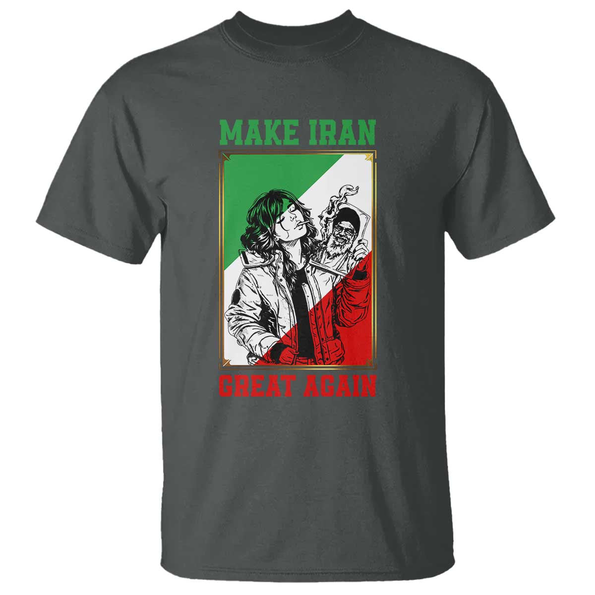 Make Iran Great Again T Shirt - Patriotic Iranian Heritage Gift TS12 Dark Heather Print Your Wear