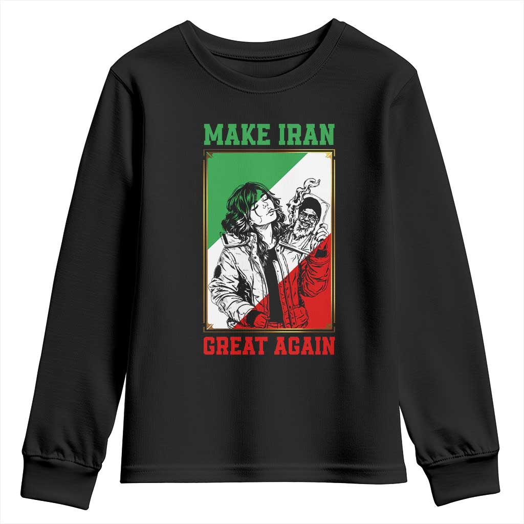 Make Iran Great Again Youth Sweatshirt Patriotic Iranian Heritage Gift TS12 Black Print Your Wear