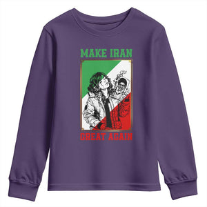 Make Iran Great Again Youth Sweatshirt Patriotic Iranian Heritage Gift TS12 Purple Print Your Wear