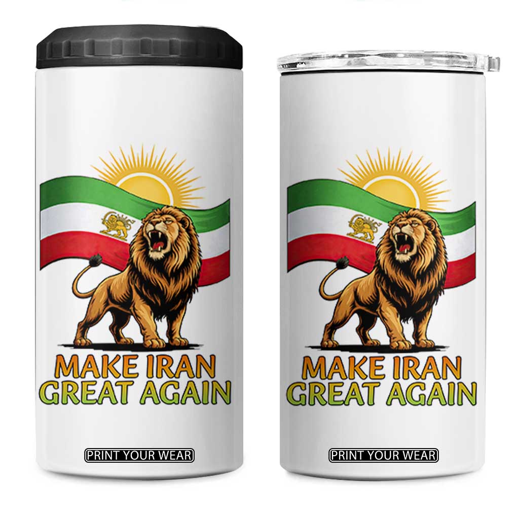 Patriotic Iranian Pride Gift 4 in 1 Can Cooler Tumbler Make Iran Great Again TS12 One Size: 16 oz White Print Your Wear
