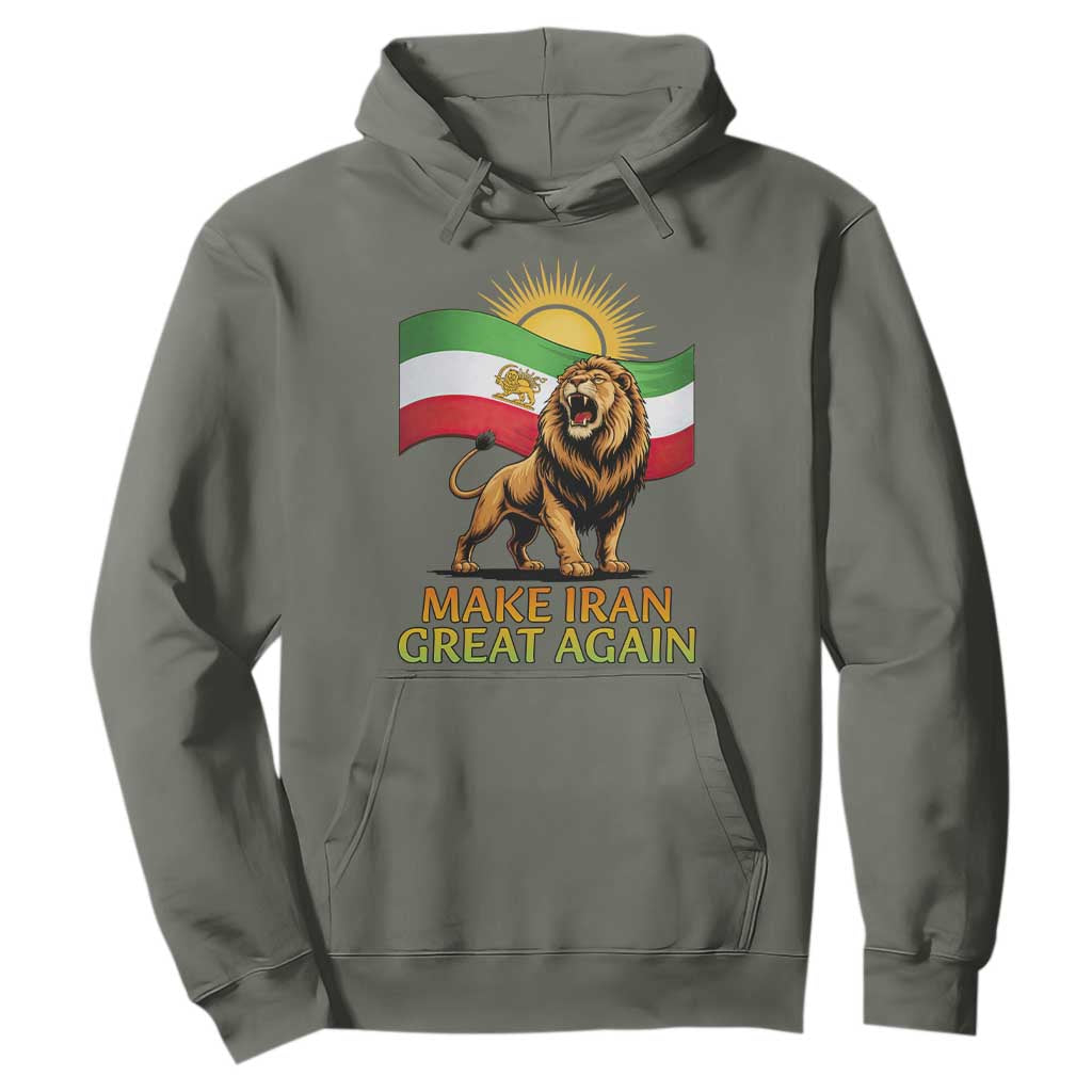 Patriotic Iranian Pride Gift Hoodie Make Iran Great Again TS12 Military Green Print Your Wear