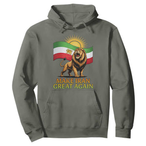 Patriotic Iranian Pride Gift Hoodie Make Iran Great Again TS12 Military Green Print Your Wear