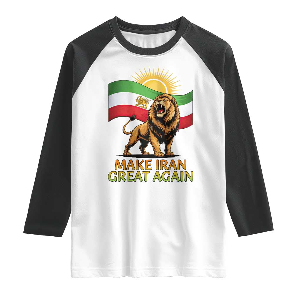 Patriotic Iranian Pride Gift Raglan Shirt Make Iran Great Again TS12 White Black Print Your Wear
