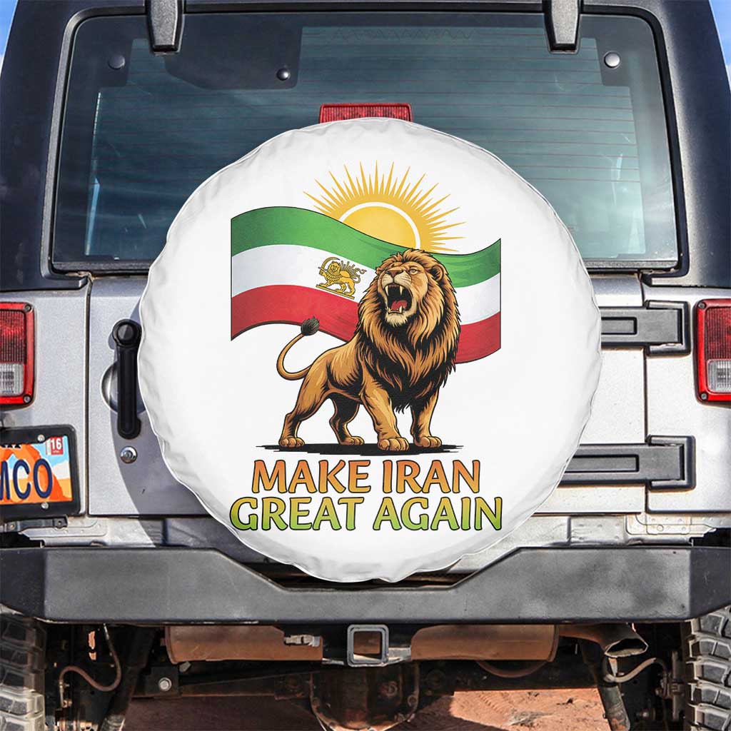 Patriotic Iranian Pride Gift Spare Tire Cover Make Iran Great Again TS12 No hole White Print Your Wear