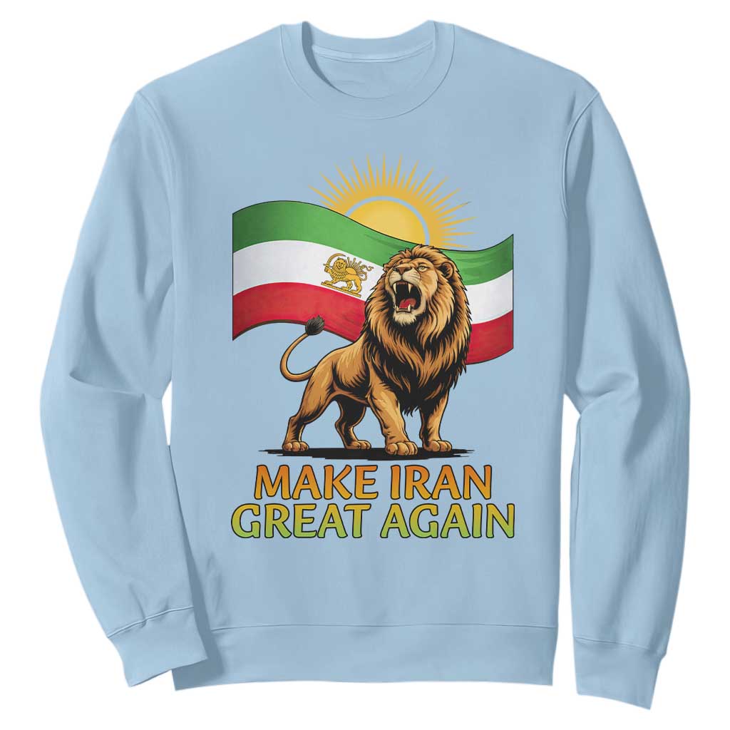 Patriotic Iranian Pride Gift Sweatshirt Make Iran Great Again TS12 Light Blue Print Your Wear