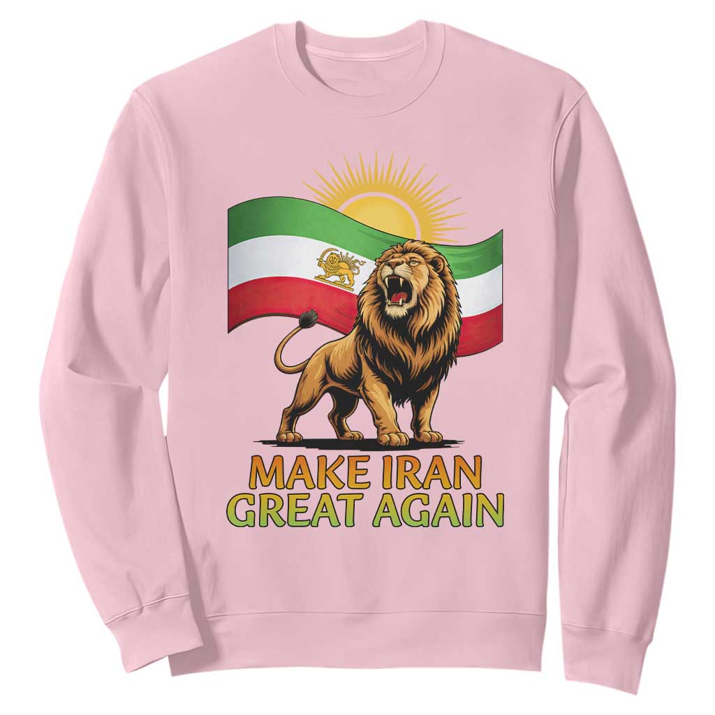 Patriotic Iranian Pride Gift Sweatshirt Make Iran Great Again TS12 Light Pink Print Your Wear