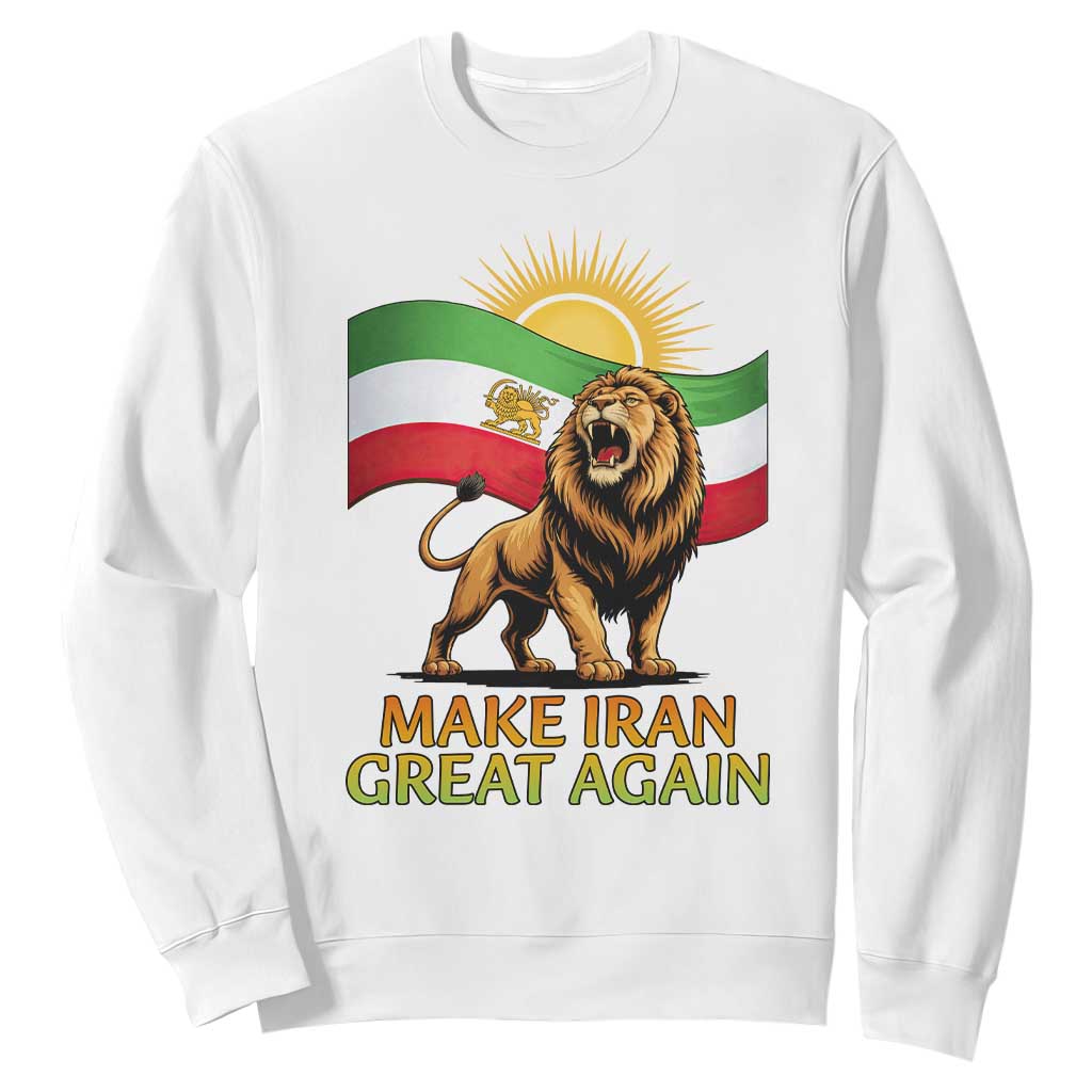 Patriotic Iranian Pride Gift Sweatshirt Make Iran Great Again TS12 White Print Your Wear