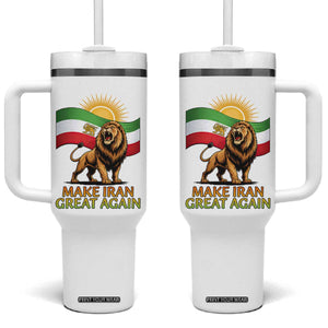 Patriotic Iranian Pride Gift Tumbler With Handle Make Iran Great Again TS12 One Size: 40 oz White Print Your Wear