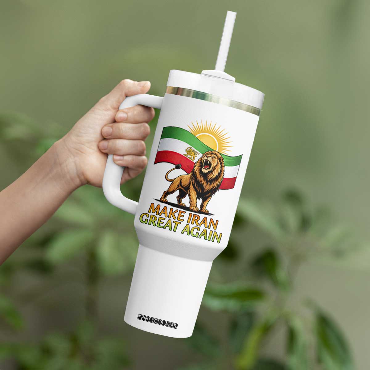 Patriotic Iranian Pride Gift Tumbler With Handle Make Iran Great Again TS12 Print Your Wear