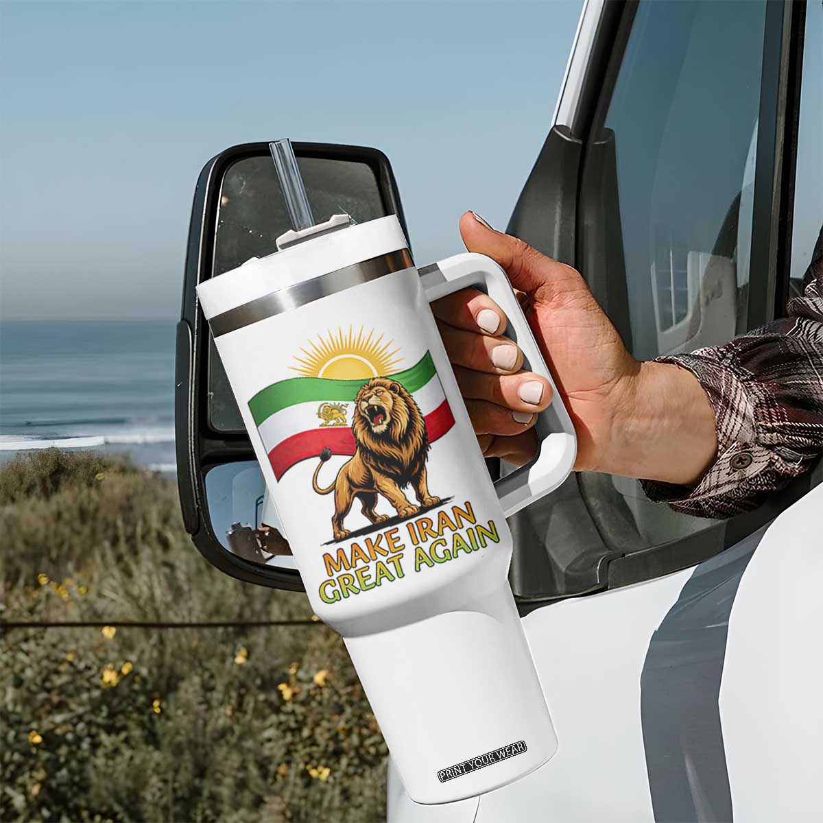 Patriotic Iranian Pride Gift Tumbler With Handle Make Iran Great Again TS12 Print Your Wear