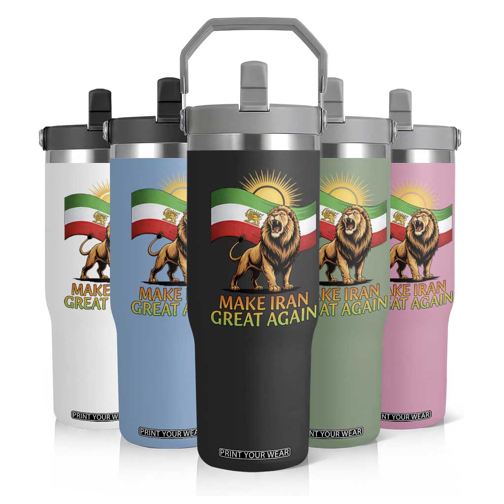 Patriotic Iranian Pride Gift Flip Straw Tumbler Make Iran Great Again TS12 Print Your Wear