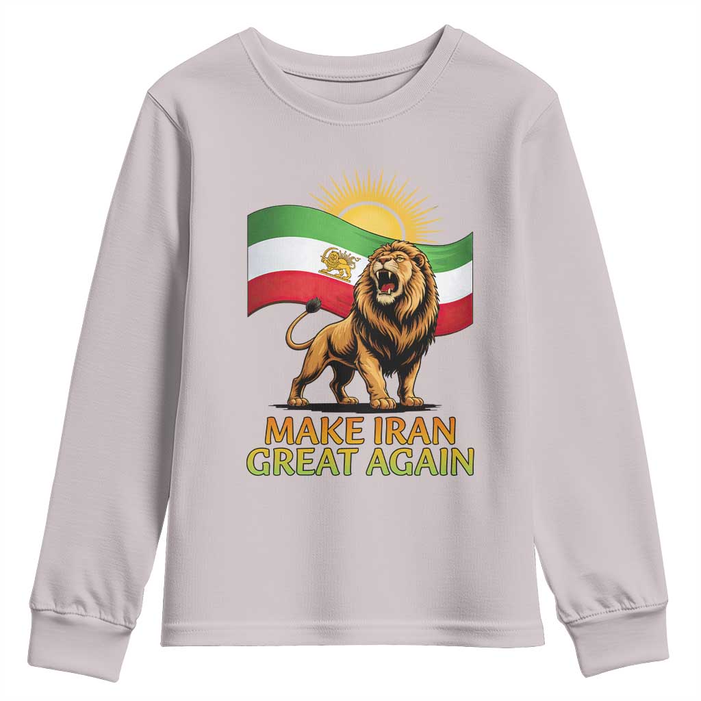 Patriotic Iranian Pride Gift Youth Sweatshirt Make Iran Great Again TS12 Ice Gray Print Your Wear