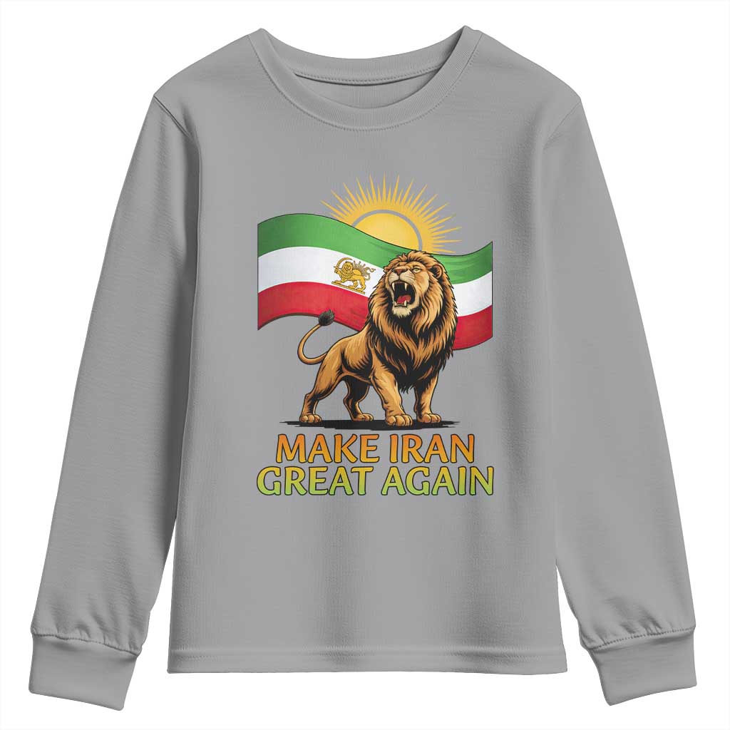 Patriotic Iranian Pride Gift Youth Sweatshirt Make Iran Great Again TS12 Sport Gray Print Your Wear