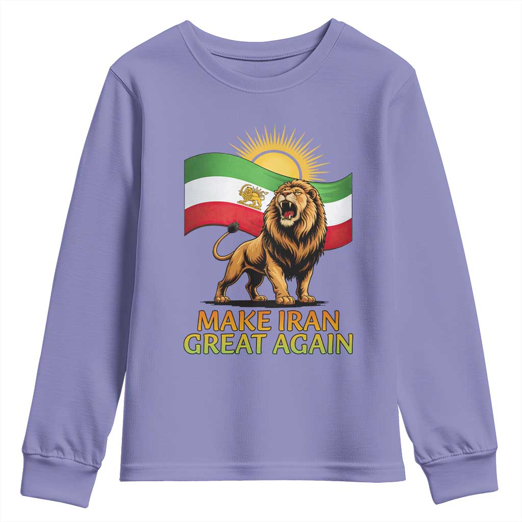 Patriotic Iranian Pride Gift Youth Sweatshirt Make Iran Great Again TS12 Violet Print Your Wear
