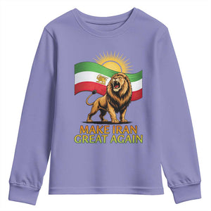 Patriotic Iranian Pride Gift Youth Sweatshirt Make Iran Great Again TS12 Violet Print Your Wear