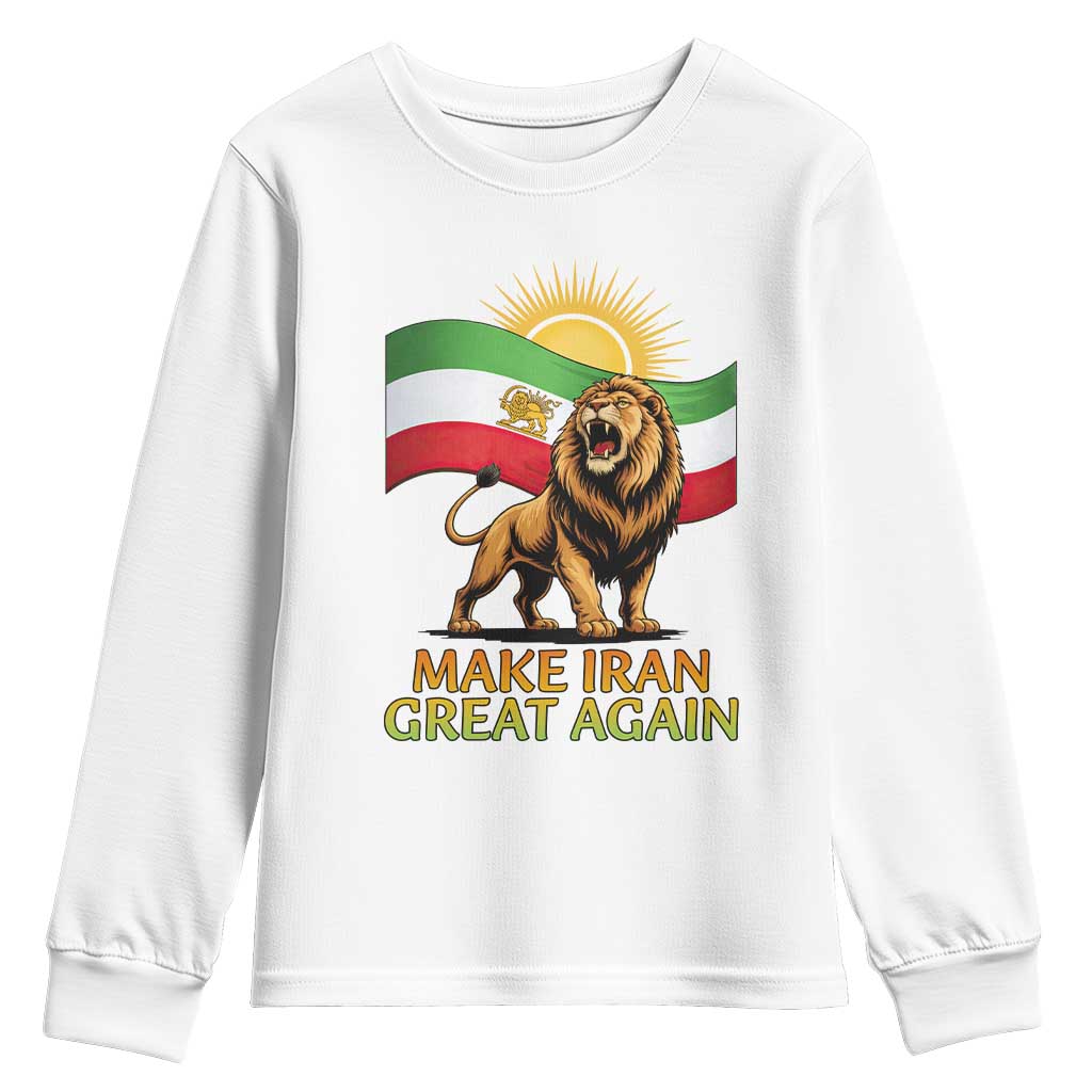 Patriotic Iranian Pride Gift Youth Sweatshirt Make Iran Great Again TS12 White Print Your Wear