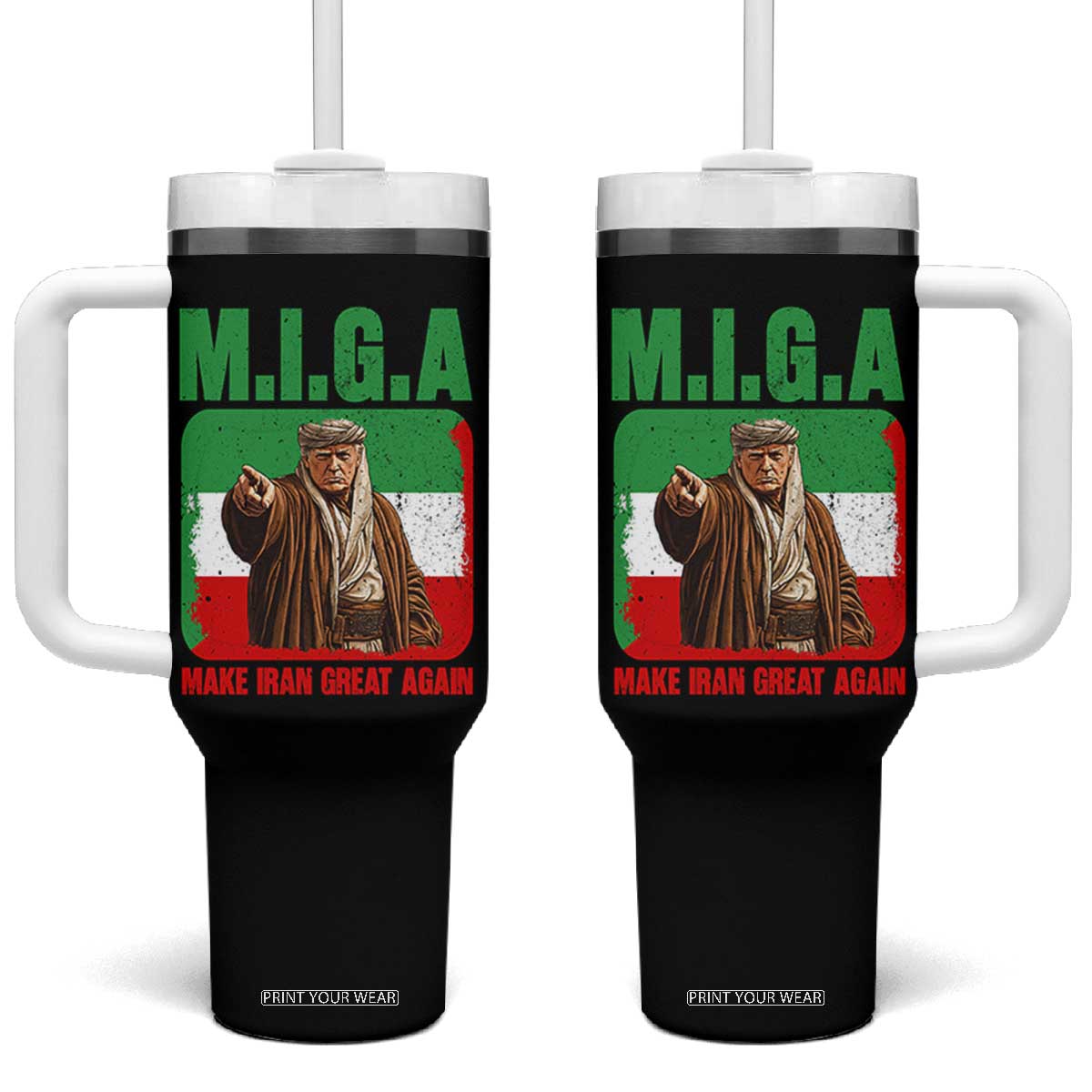 Make Iran Great Again Tumbler With Handle Free Iran Protest TS12 One Size: 40 oz Black Print Your Wear