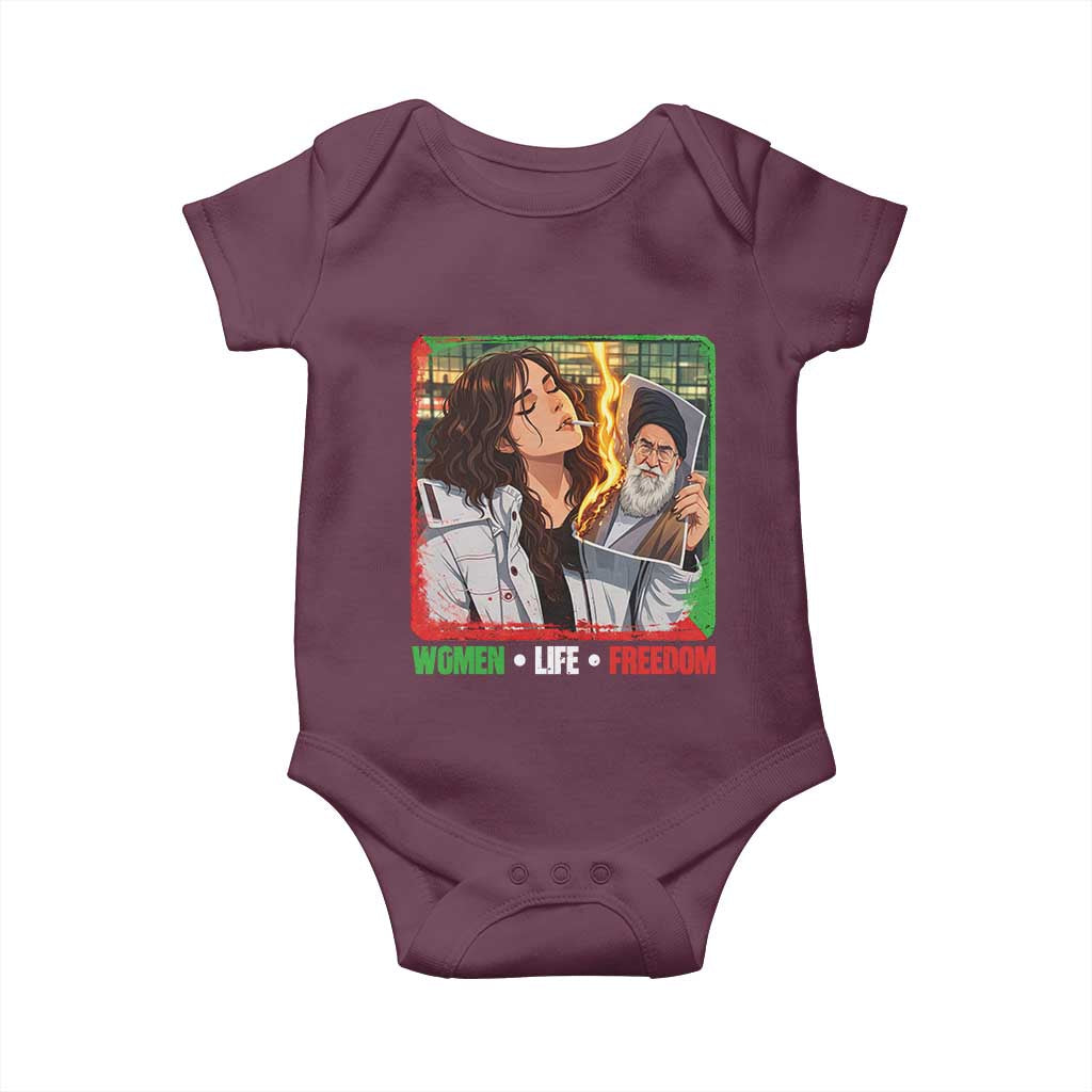 Woman Life Freedom Baby Onesie Free Iran Movement Gift For Iranian Women TS12 Maroon Print Your Wear