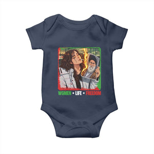 Woman Life Freedom Baby Onesie Free Iran Movement Gift For Iranian Women TS12 Navy Print Your Wear