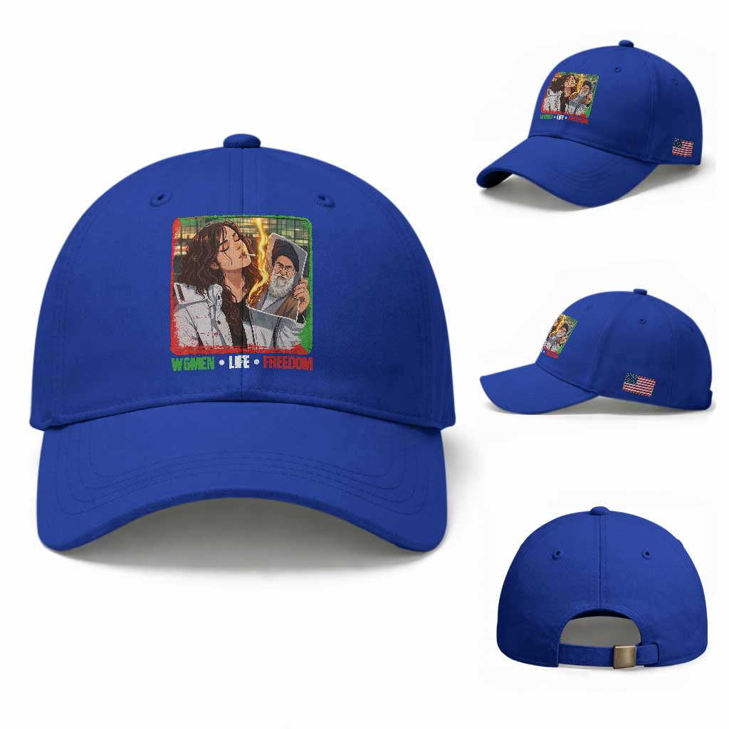 Woman Life Freedom Baseball Cap Free Iran Movement Gift For Iranian Women TS12 Baseball Cap Universal Fit Royal Blue Print Your Wear
