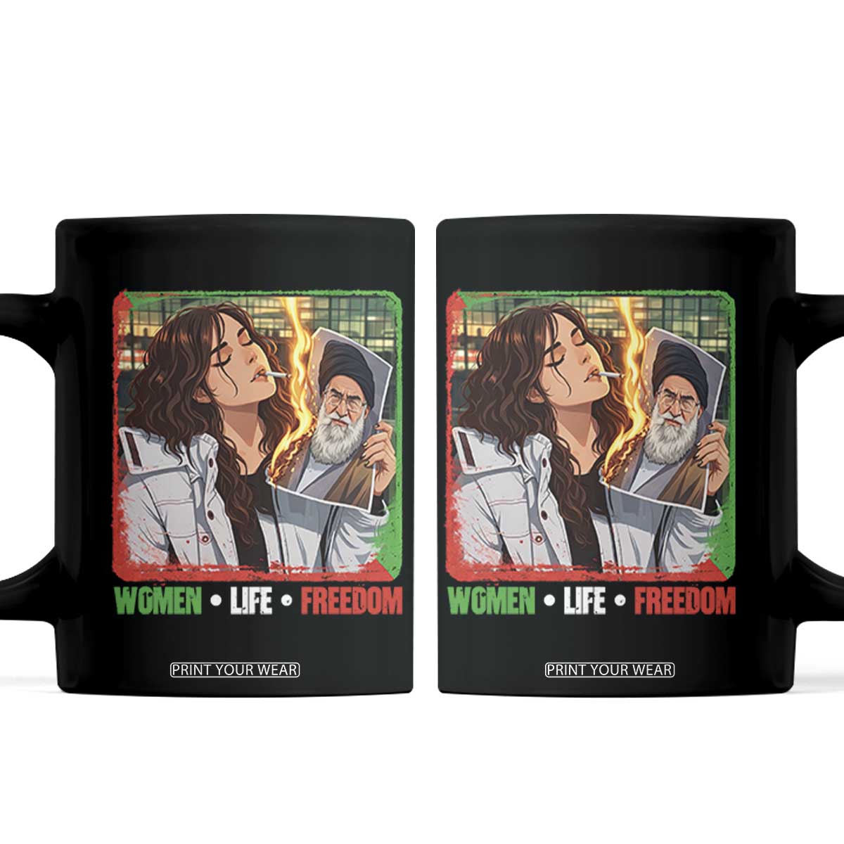 Woman Life Freedom Coffee Mug Free Iran Movement Gift For Iranian Women TS12 Black Print Your Wear