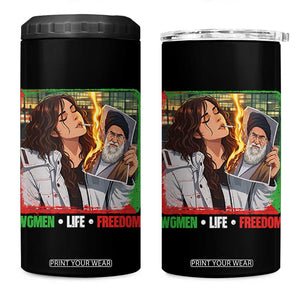 Woman Life Freedom 4 in 1 Can Cooler Tumbler Free Iran Movement Gift For Iranian Women TS12 One Size: 16 oz Black Print Your Wear