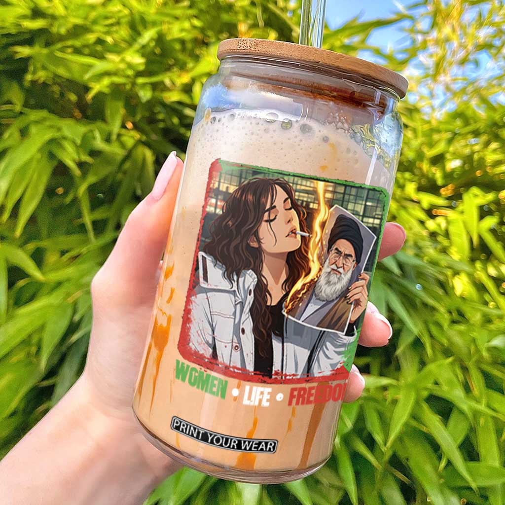 Woman Life Freedom Glass Can Free Iran Movement Gift For Iranian Women TS12 Black Print Your Wear