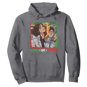 Woman Life Freedom Hoodie Free Iran Movement Gift For Iranian Women TS12 Charcoal Print Your Wear