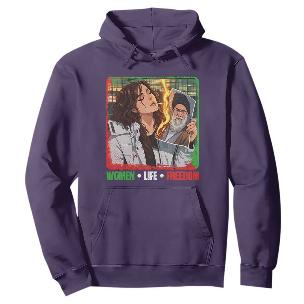 Woman Life Freedom Hoodie Free Iran Movement Gift For Iranian Women TS12 Purple Print Your Wear