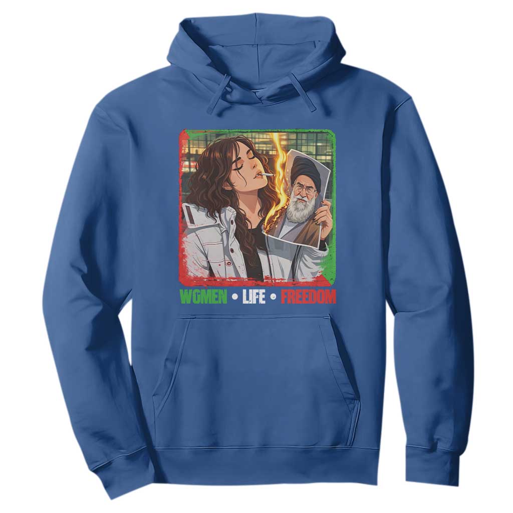 Woman Life Freedom Hoodie Free Iran Movement Gift For Iranian Women TS12 Royal Blue Print Your Wear