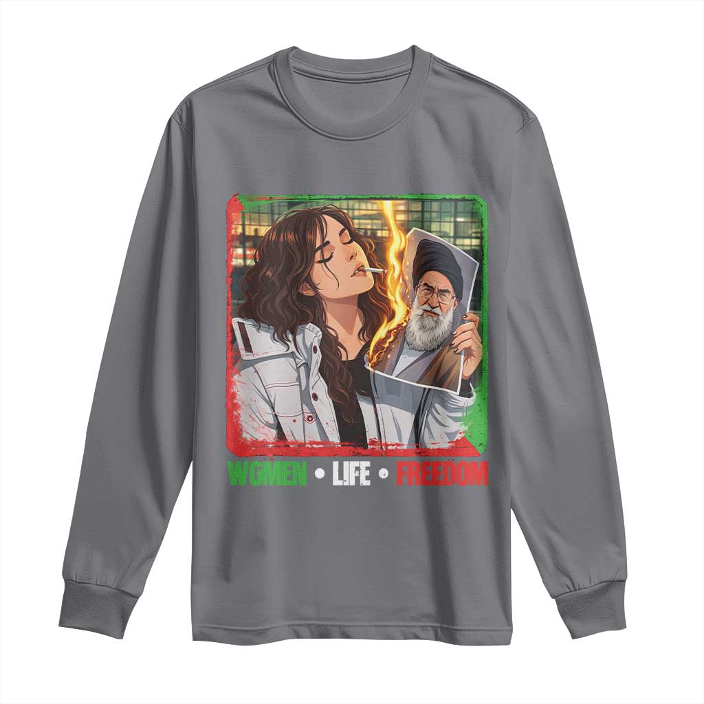 Woman Life Freedom Long Sleeve Shirt Free Iran Movement Gift For Iranian Women TS12 Charcoal Print Your Wear