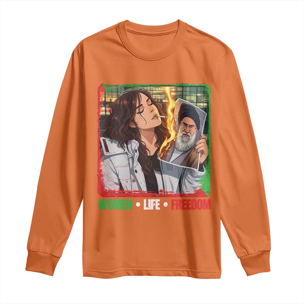 Woman Life Freedom Long Sleeve Shirt Free Iran Movement Gift For Iranian Women TS12 Orange Print Your Wear